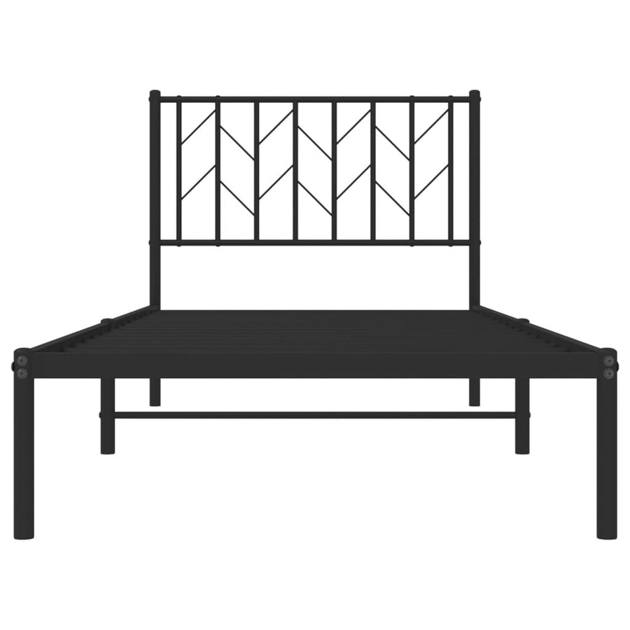 Bedframe Metaal 90 x 200 cm Zwart met hoofdbord