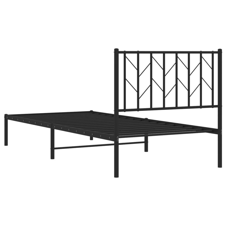 Bedframe Metaal 90 x 200 cm Zwart met hoofdbord