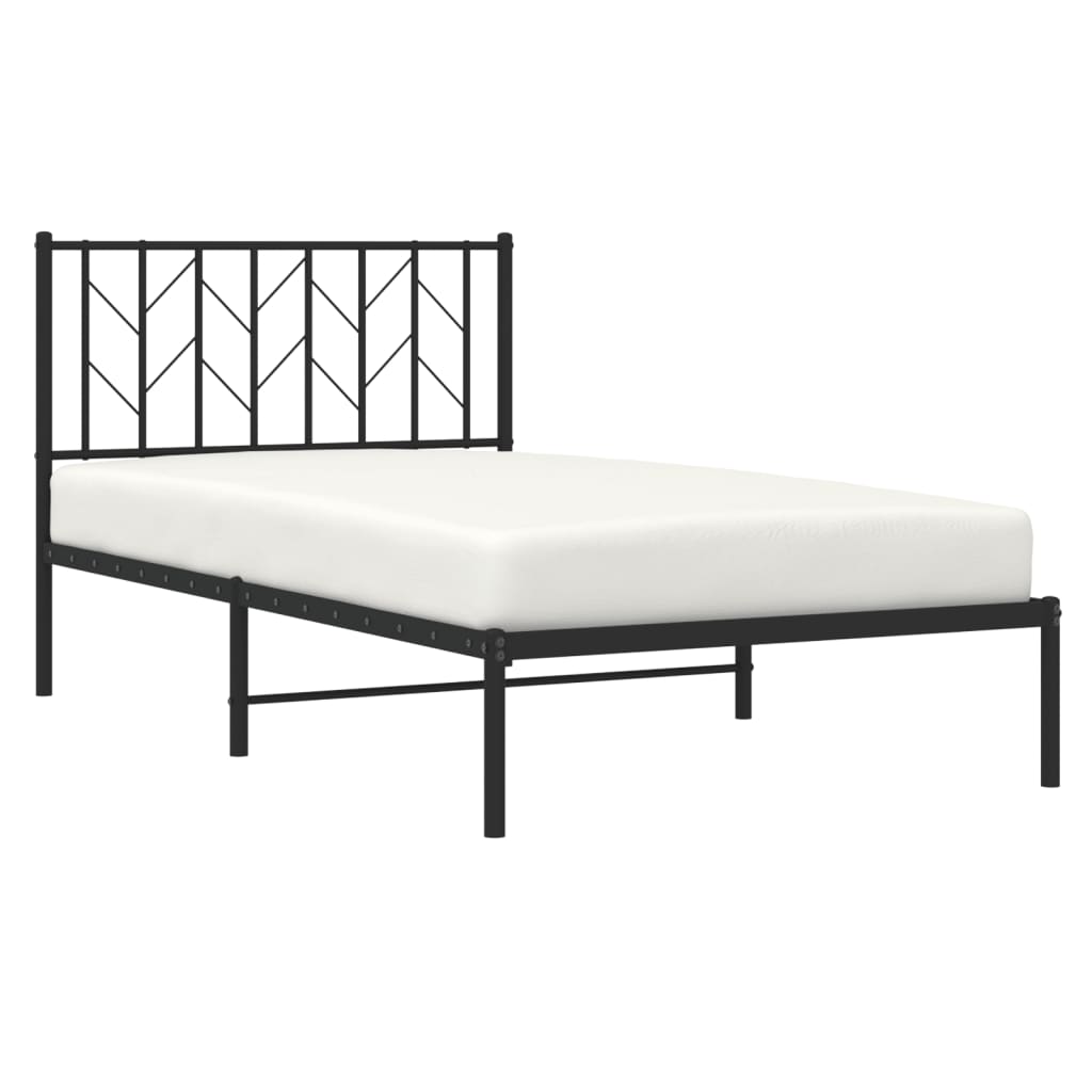 Bedframe Metaal 100 x 190 cm Zwart met hoofdbord