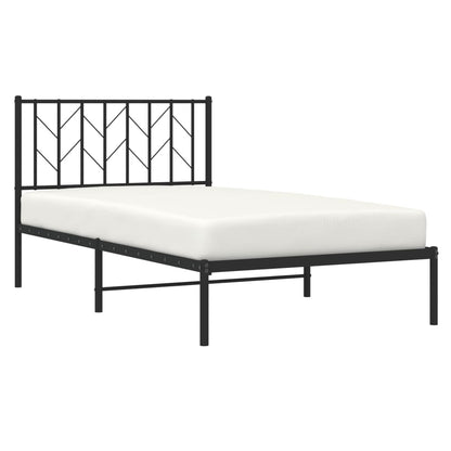 Bedframe Metaal 100 x 190 cm Zwart met hoofdbord