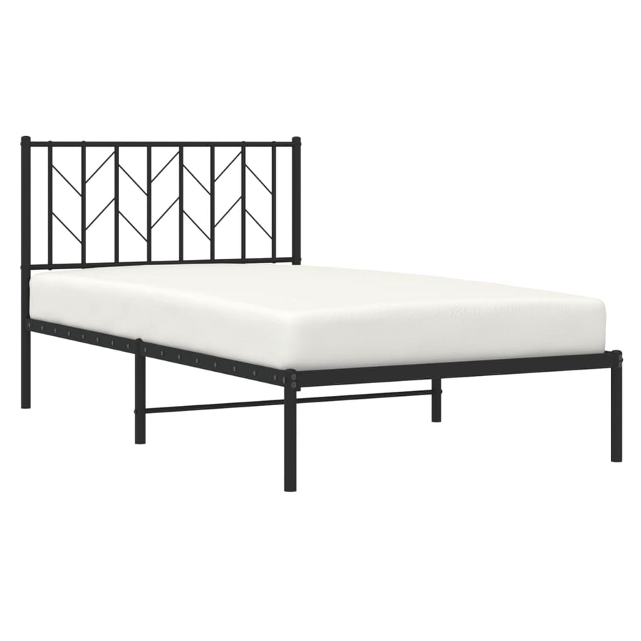 Bedframe Metaal 100 x 190 cm Zwart met hoofdbord