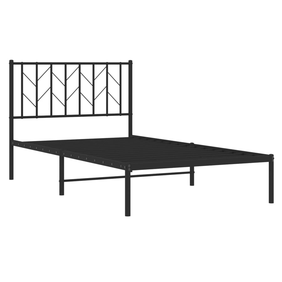 Bedframe Metaal 100 x 190 cm Zwart met hoofdbord