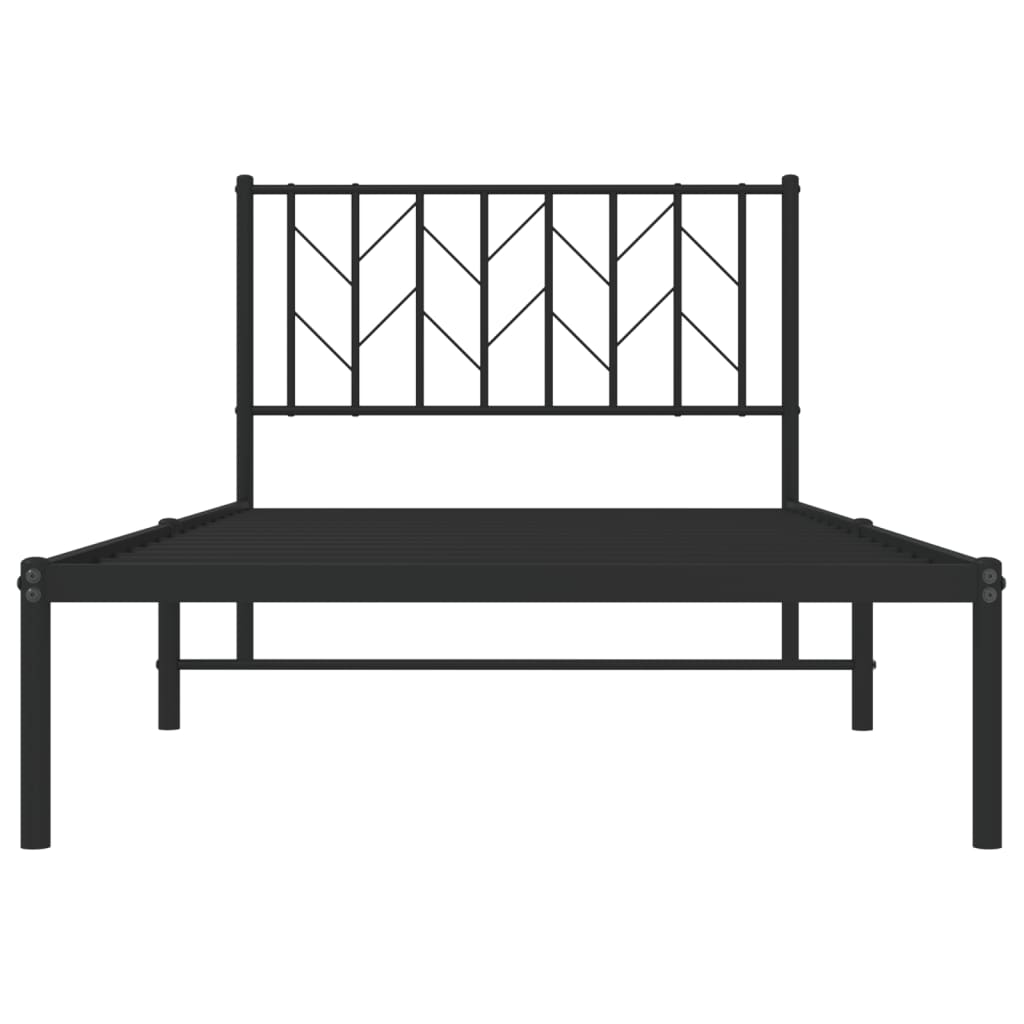 Bedframe Metaal 100 x 190 cm Zwart met hoofdbord