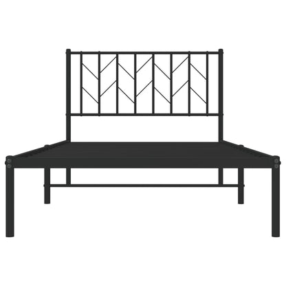 Bedframe Metaal 100 x 190 cm Zwart met hoofdbord