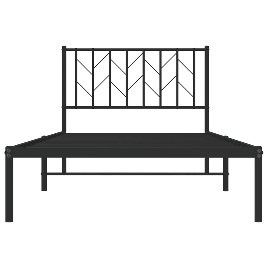 Bedframe Metaal 100 x 190 cm Zwart met hoofdbord
