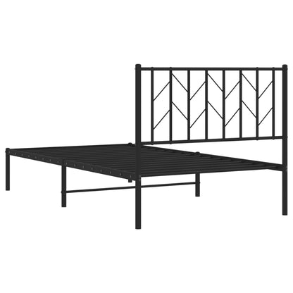 Bedframe Metaal 100 x 190 cm Zwart met hoofdbord