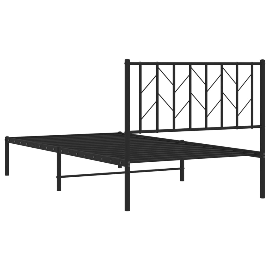 Bedframe Metaal 100 x 190 cm Zwart met hoofdbord