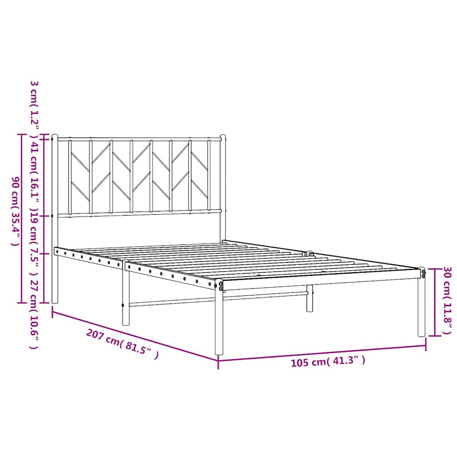 Bedframe Metaal 100 x 200 cm