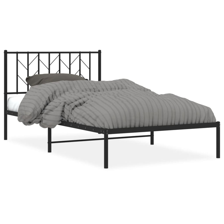 Bedframe Metaal 107 x 203 cm Zwart met hoofdbord
