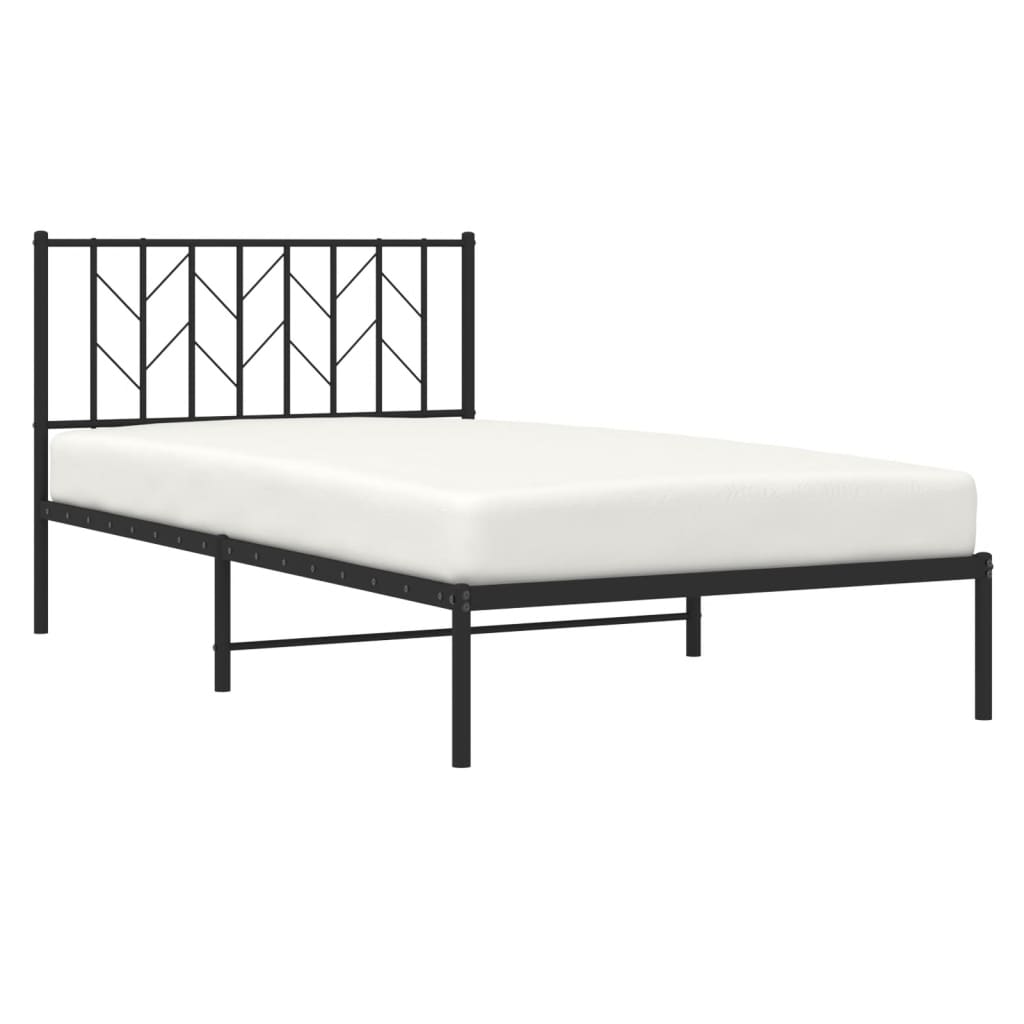 Bedframe Metaal 107 x 203 cm Zwart met hoofdbord