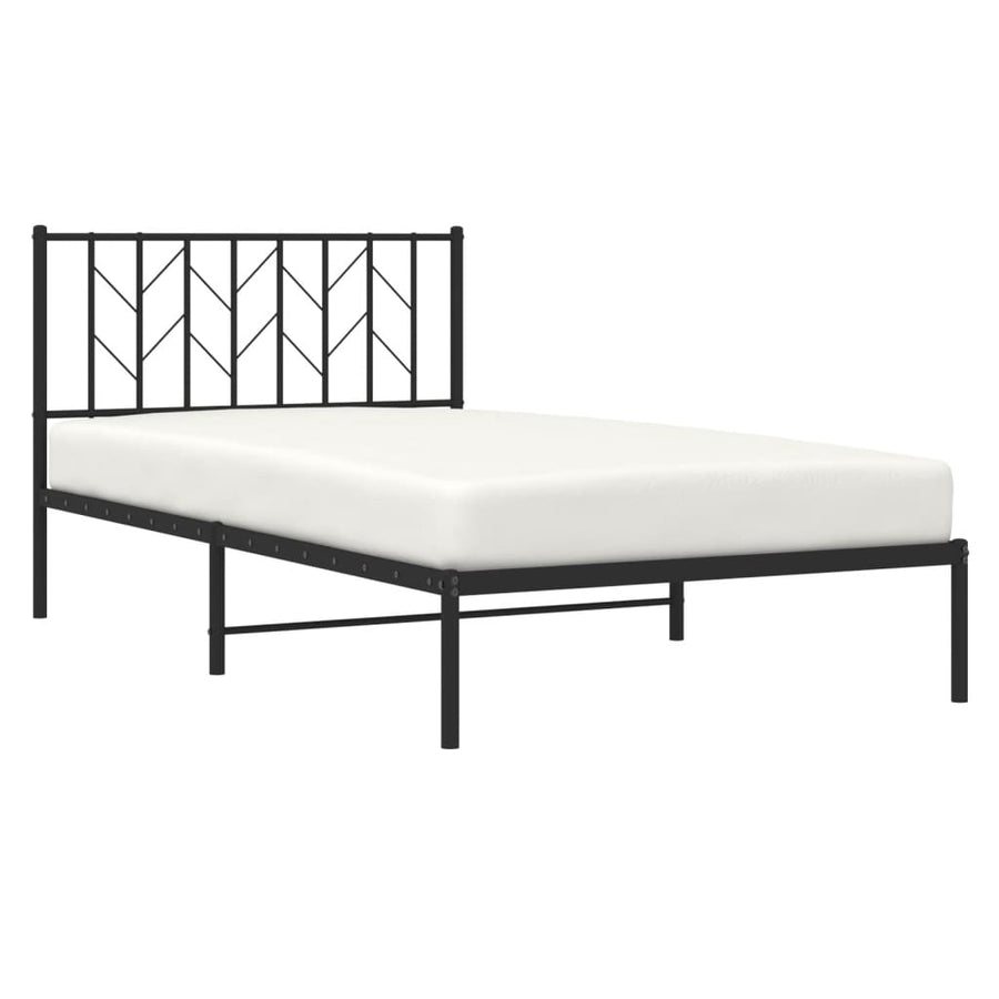 Bedframe Metaal 107 x 203 cm Zwart met hoofdbord