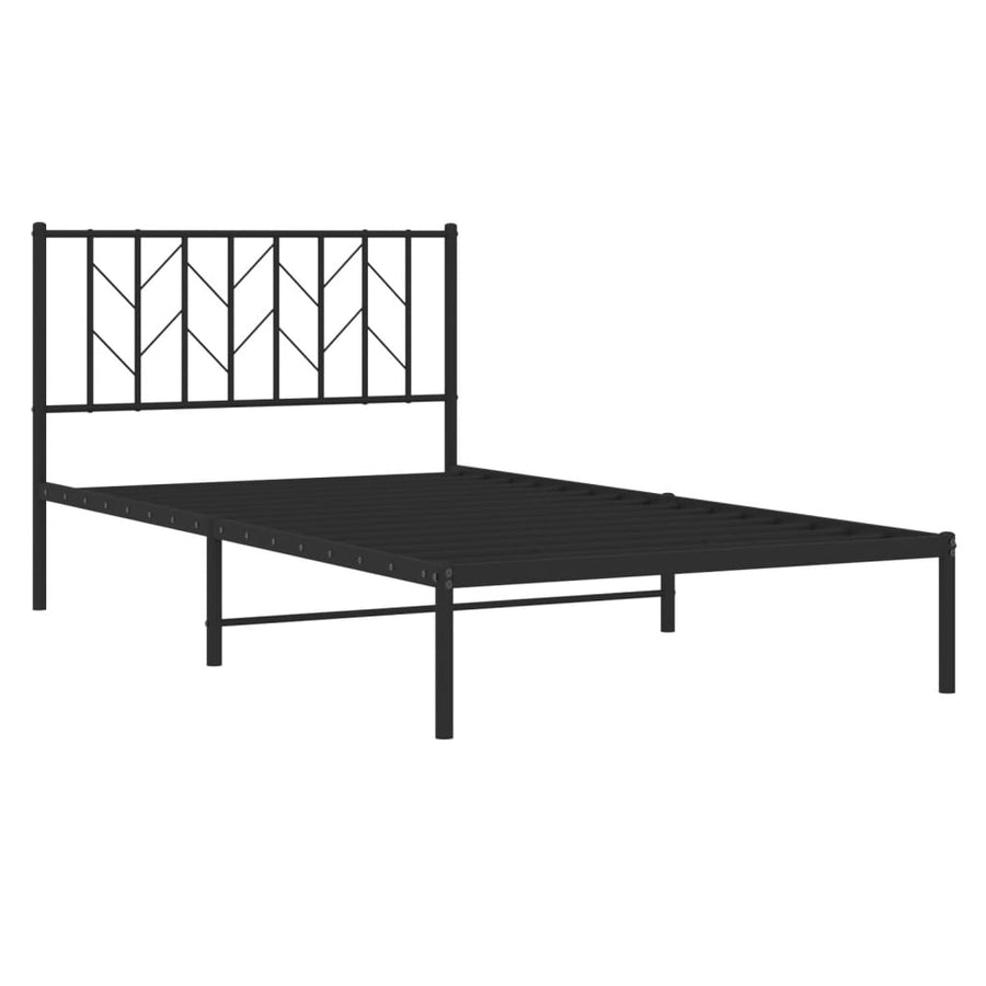 Bedframe Metaal 107 x 203 cm Zwart met hoofdbord