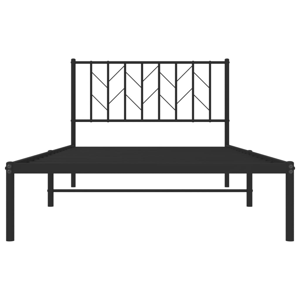 Bedframe Metaal 107 x 203 cm Zwart met hoofdbord