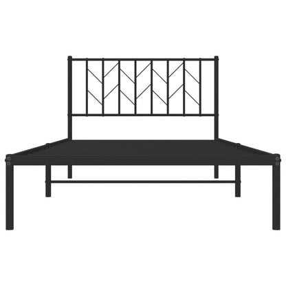 Bedframe Metaal 107 x 203 cm Zwart met hoofdbord
