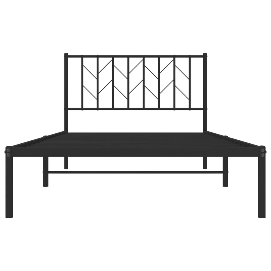 Bedframe Metaal 107 x 203 cm Zwart met hoofdbord