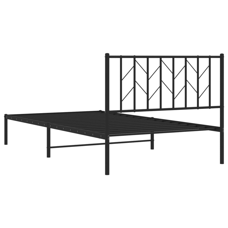 Bedframe Metaal 107 x 203 cm Zwart met hoofdbord