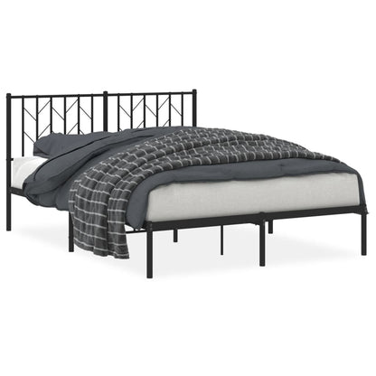 Bedframe Metaal 140 x 190 cm Zwart met hoofdbord