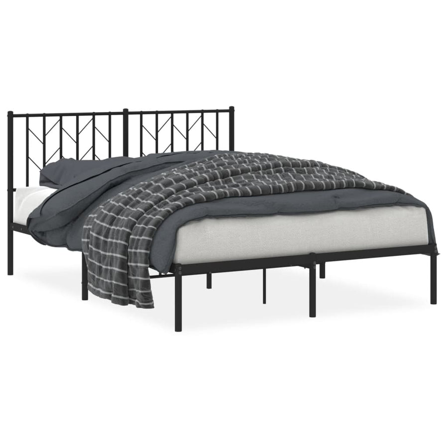 Bedframe Metaal 140 x 190 cm Zwart met hoofdbord