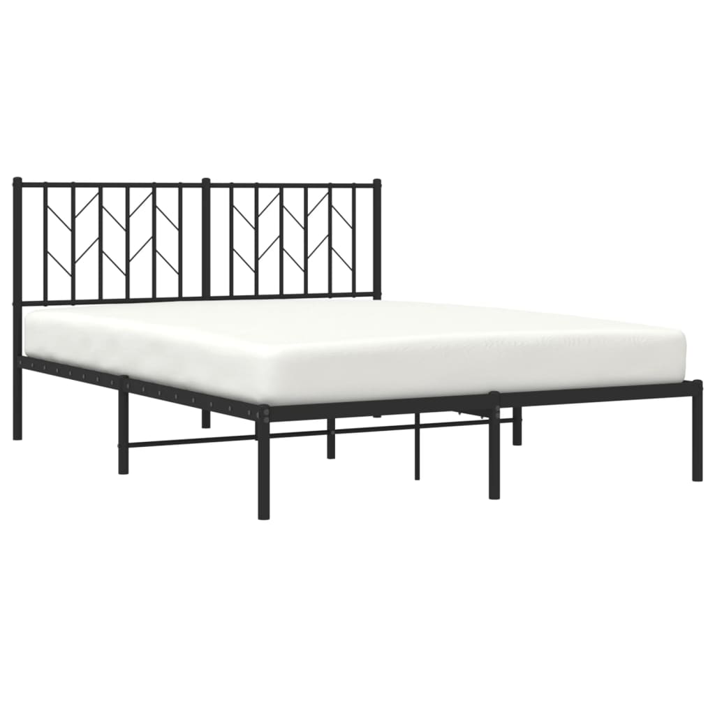 Bedframe Metaal 140 x 190 cm Zwart met hoofdbord