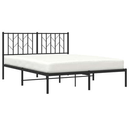 Bedframe Metaal 140 x 190 cm Zwart met hoofdbord