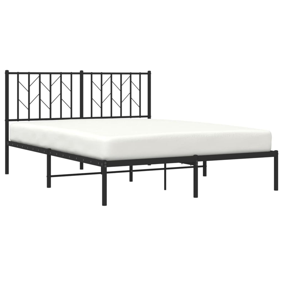 Bedframe Metaal 140 x 190 cm Zwart met hoofdbord