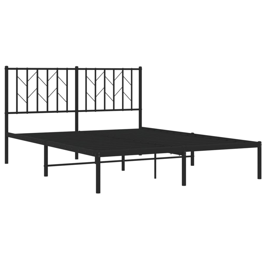 Bedframe Metaal 140 x 190 cm Zwart met hoofdbord