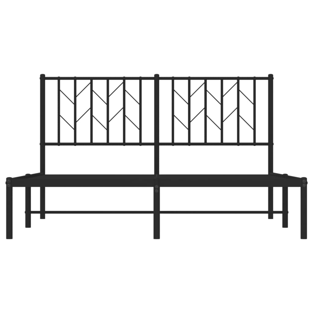 Bedframe Metaal 140 x 190 cm Zwart met hoofdbord