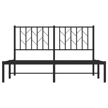 Bedframe Metaal 140 x 190 cm Zwart met hoofdbord