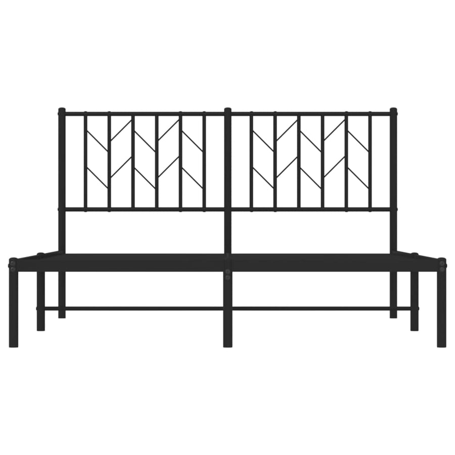 Bedframe Metaal 140 x 190 cm Zwart met hoofdbord