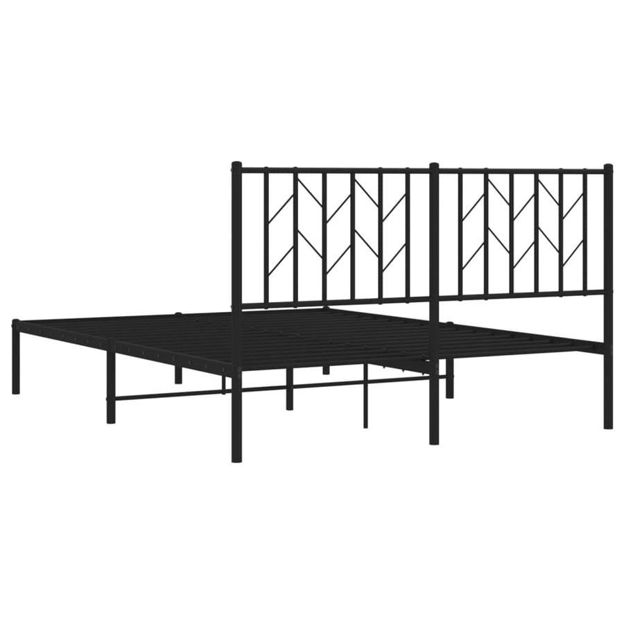 Bedframe Metaal 140 x 190 cm Zwart met hoofdbord