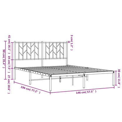 Bedframe Metaal 140 x 190 cm Zwart met hoofdbord