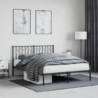 Bedframe Metaal 140 x 190 cm Zwart met hoofdbord