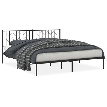 Bedframe Metaal 180 x 200 cm Zwart met hoofdbord