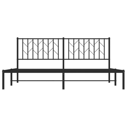 Bedframe Metaal 180 x 200 cm Zwart met hoofdbord