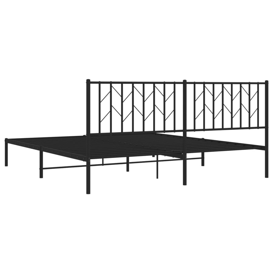 Bedframe Metaal 180 x 200 cm Zwart met hoofdbord