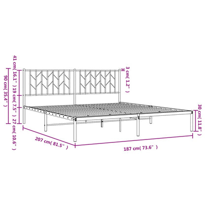 Bedframe Metaal 180 x 200 cm Zwart met hoofdbord