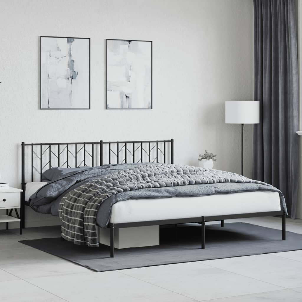 Bedframe Metaal 180 x 200 cm Zwart met hoofdbord