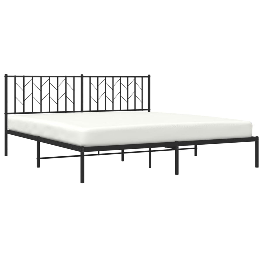 Bedframe Metaal 183 x 213 cm Zwart met hoofdbord