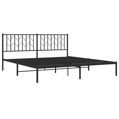 Bedframe Metaal 183 x 213 cm Zwart met hoofdbord