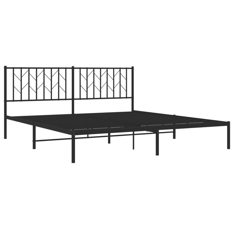 Bedframe Metaal 183 x 213 cm Zwart met hoofdbord