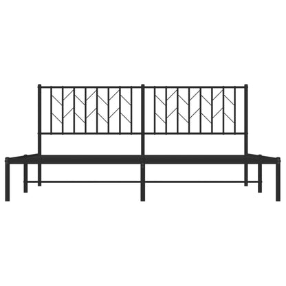 Bedframe Metaal 183 x 213 cm Zwart met hoofdbord