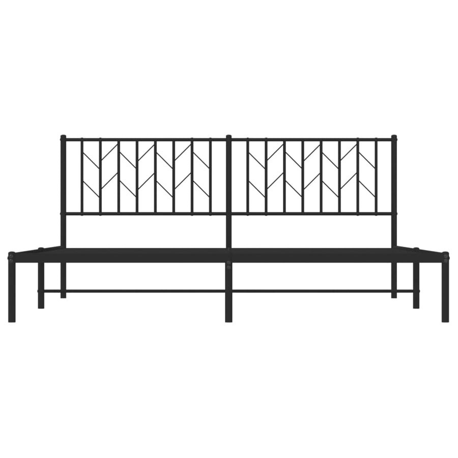 Bedframe Metaal 183 x 213 cm Zwart met hoofdbord