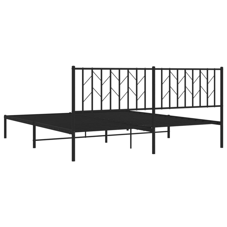 Bedframe Metaal 183 x 213 cm Zwart met hoofdbord