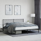 Black metal bed frame with headboard 183x213 cm