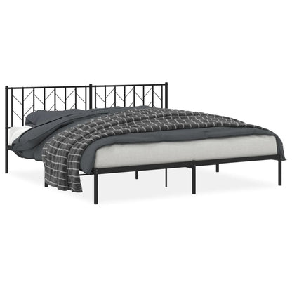 Bedframe Metaal 193 x 203 cm Zwart met hoofdbord