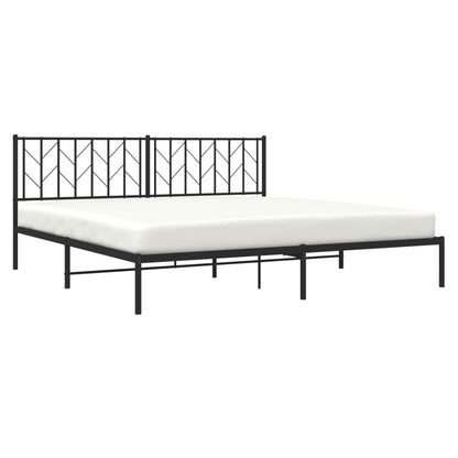 Bedframe Metaal 193 x 203 cm Zwart met hoofdbord