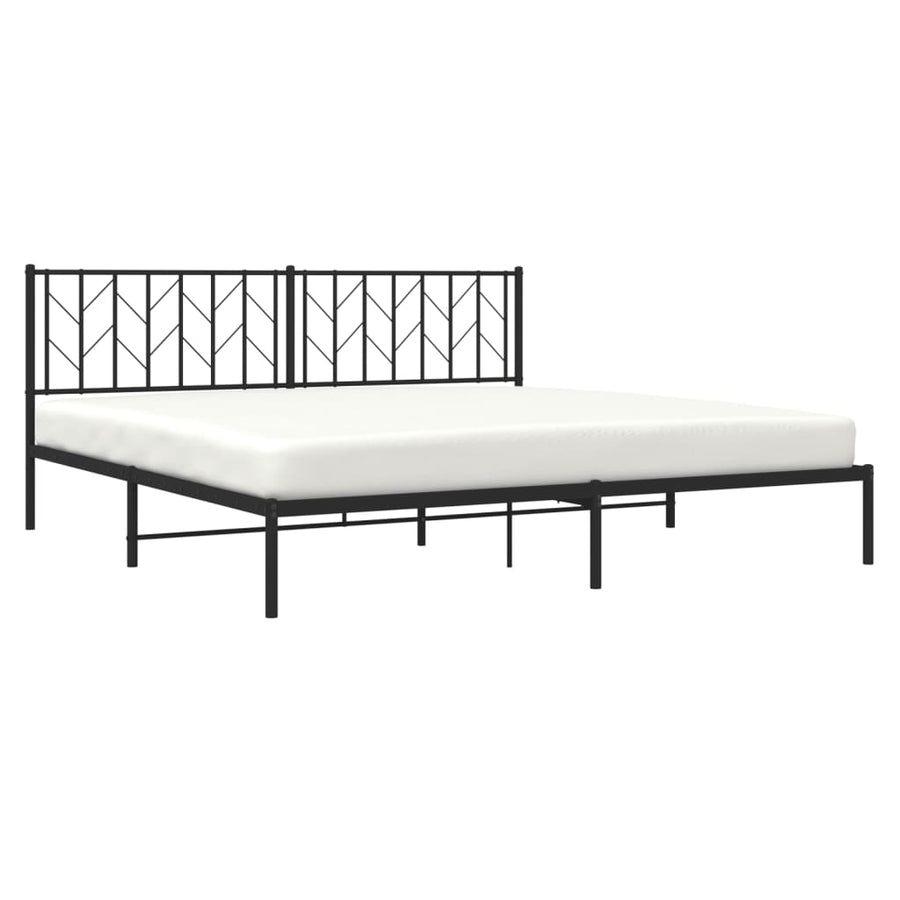 Bedframe Metaal 193 x 203 cm Zwart met hoofdbord