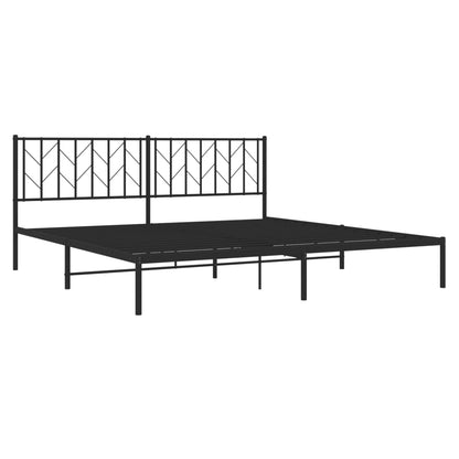 Bedframe Metaal 193 x 203 cm Zwart met hoofdbord