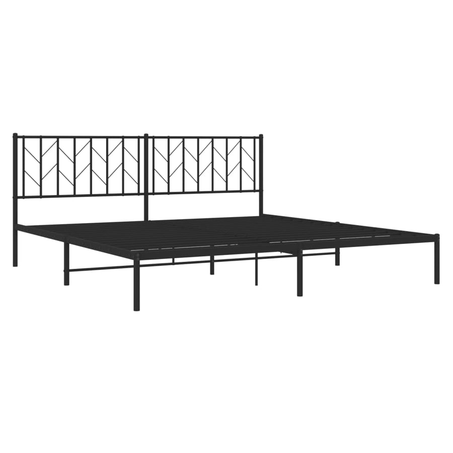 Bedframe Metaal 193 x 203 cm Zwart met hoofdbord