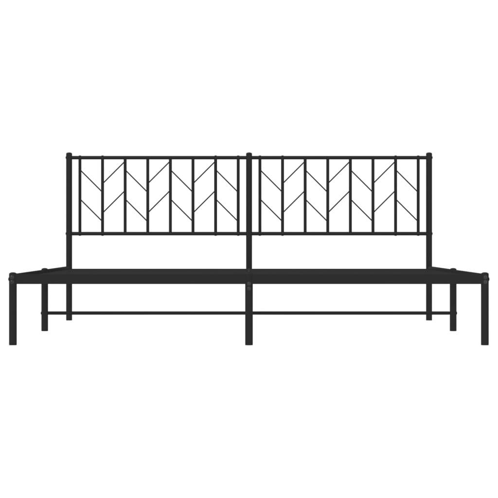 Bedframe Metaal 193 x 203 cm Zwart met hoofdbord